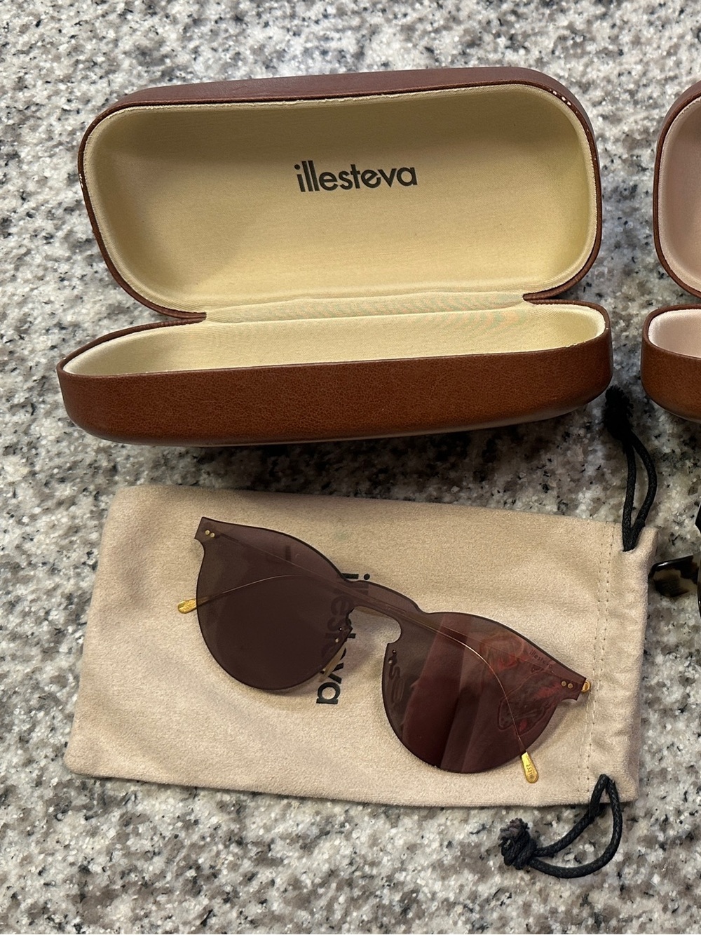 illesteva Leonard Mask Sunglasses in Pink with Case